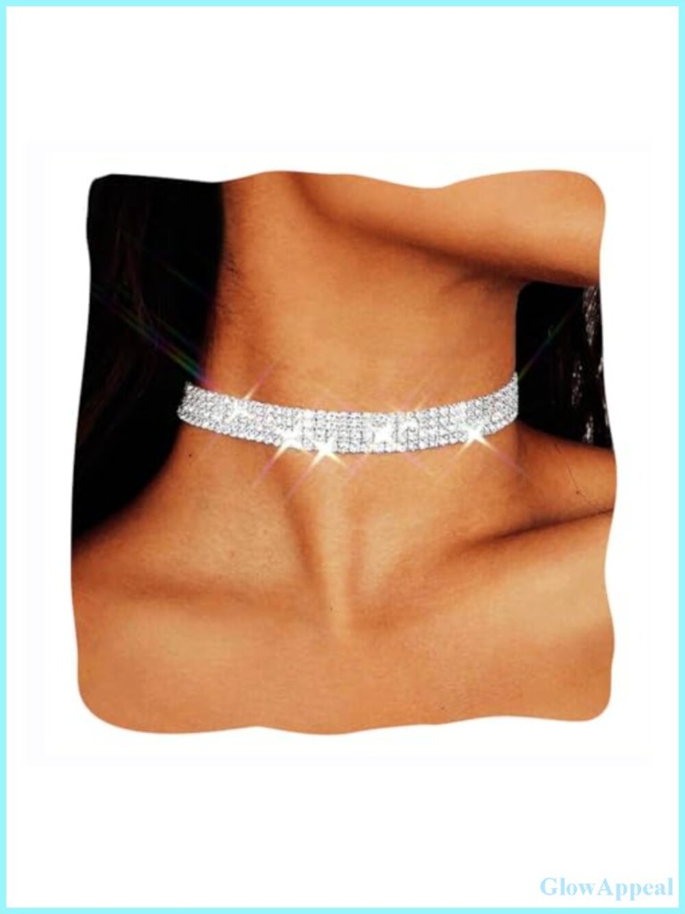 Cubic Zirconia Rhinestone Choker Necklace 4 Row for Women